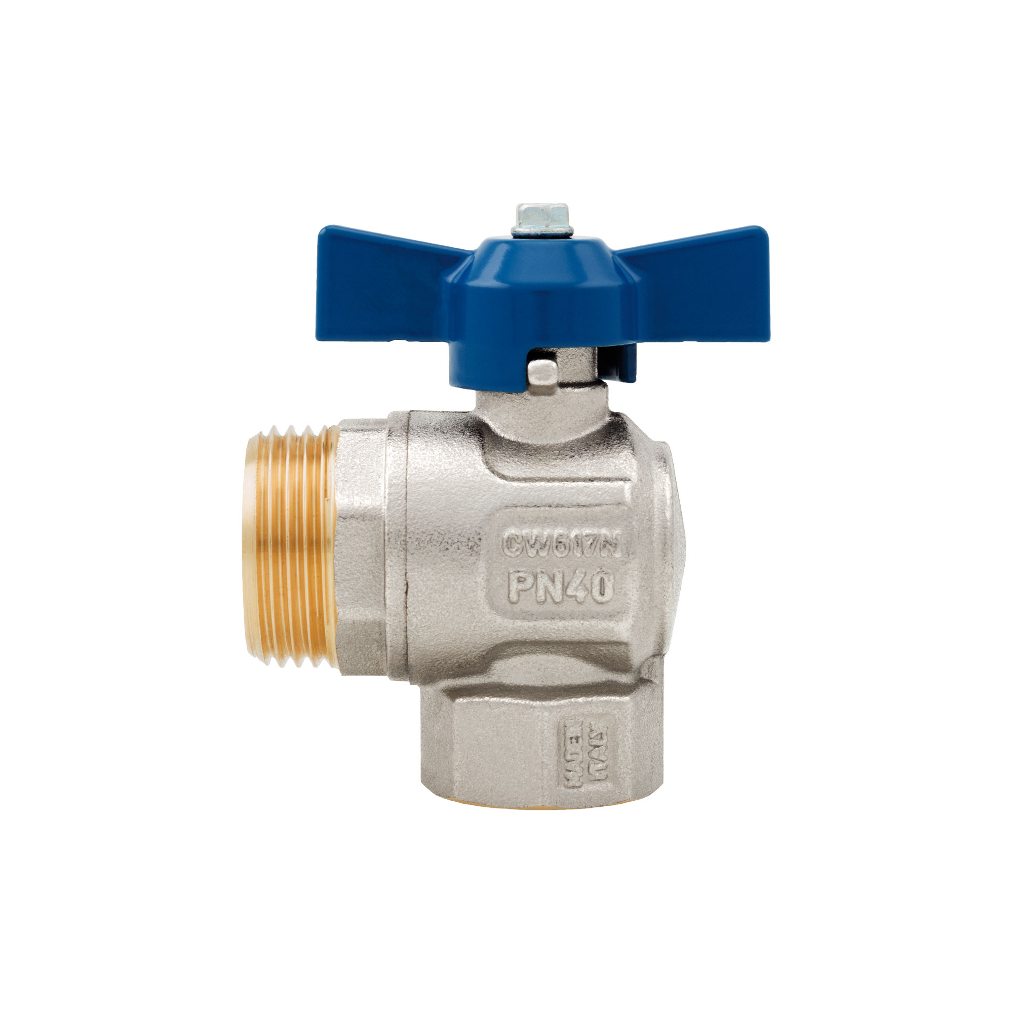 Vanne coudée à boisseau sphérique Ideal, passage intégral sans raccord pour collecteurs