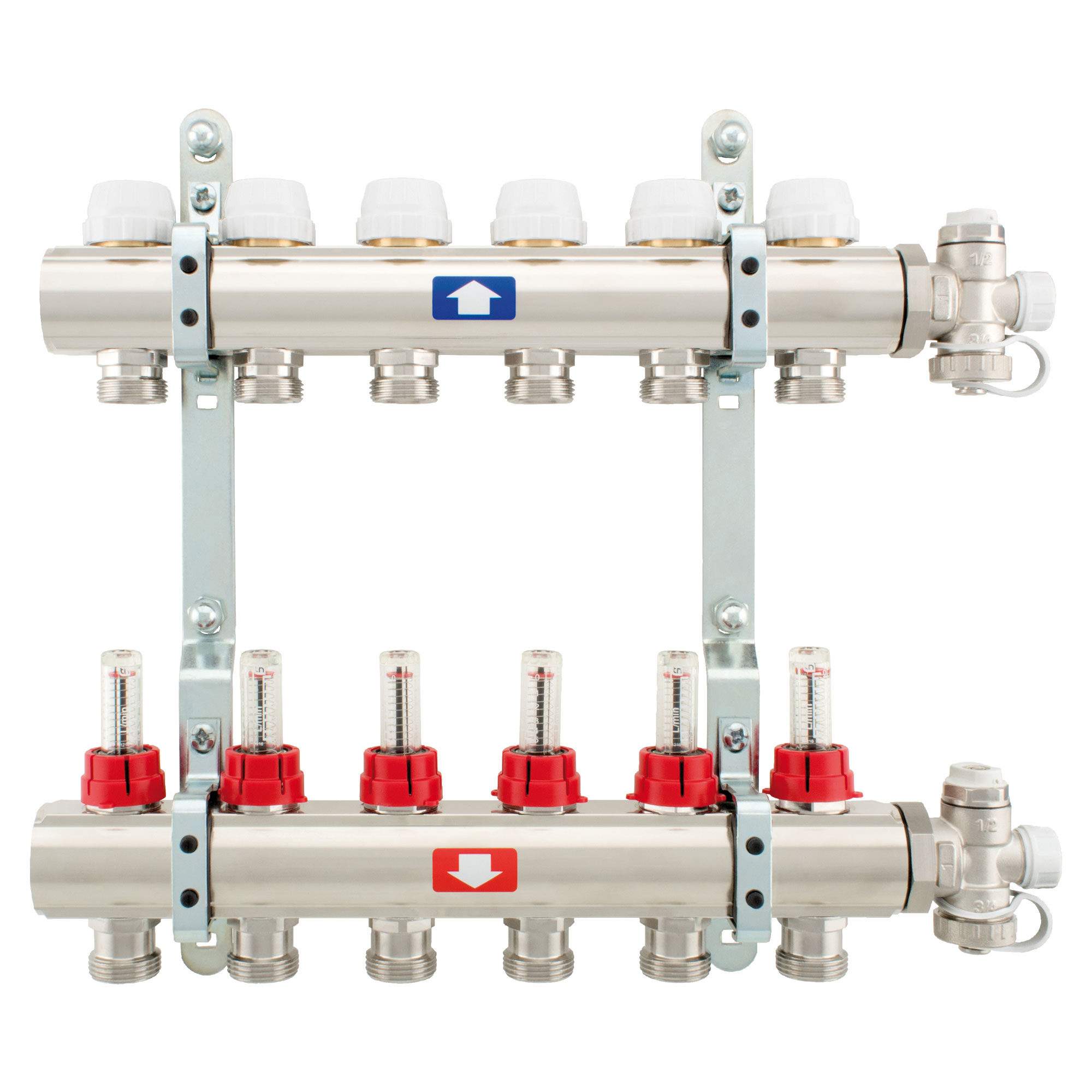 Collecteur pré-monté avec débitmètres, vidange et purge