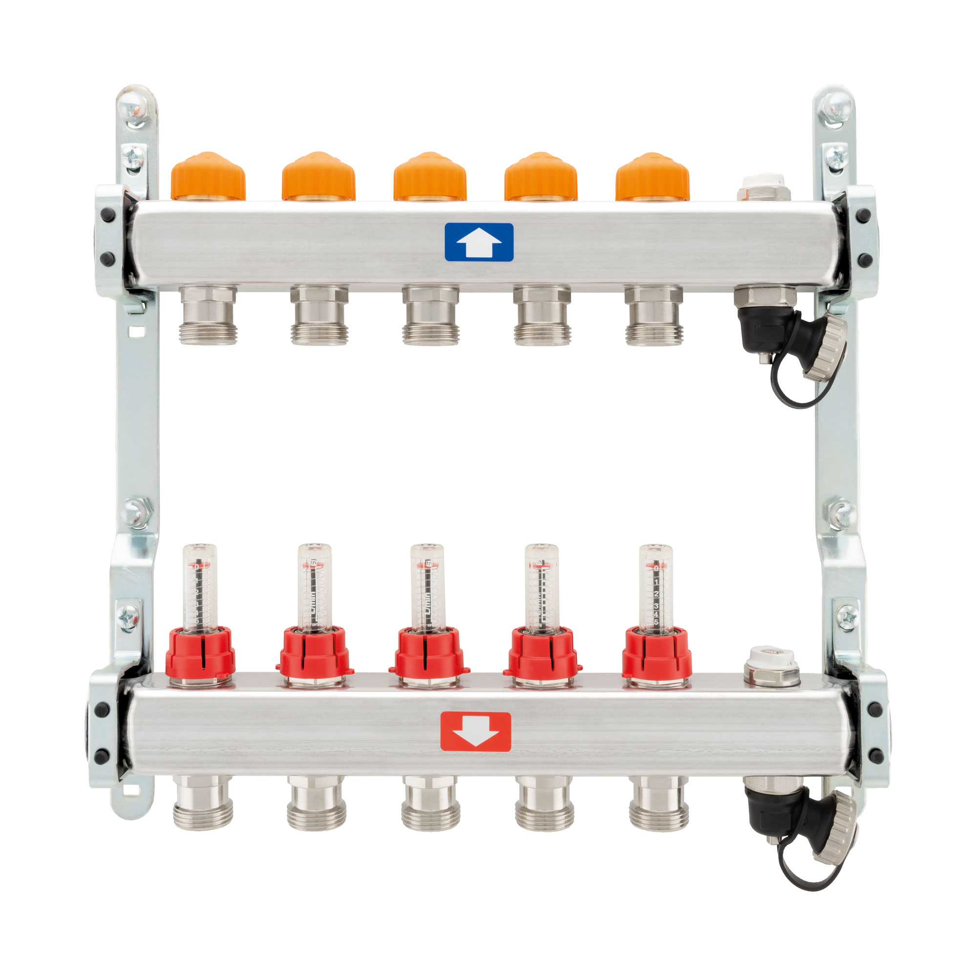 Collecteur pré-monté avec débitmètres, vidange et purge, contrôle automatique du débit