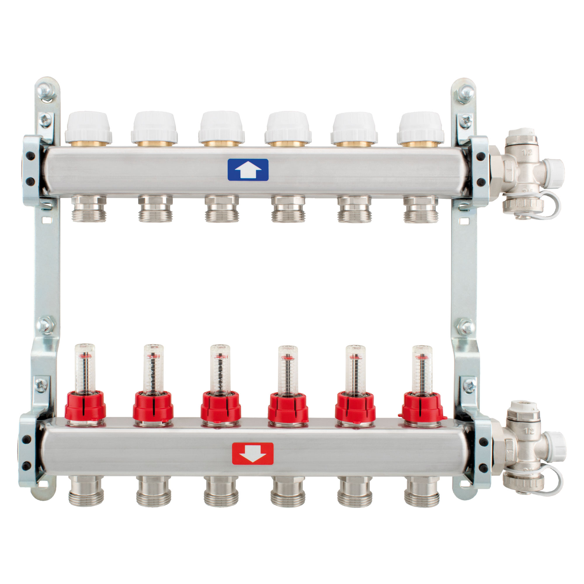 Collecteur pré-monté avec débitmètres, vidange et purge