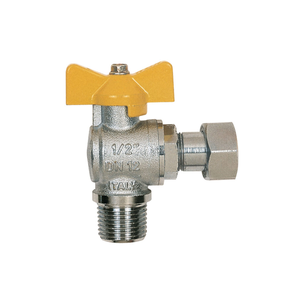 Angle ball valves for gas with revolving nut - 062