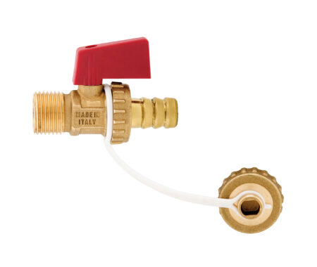Drain ball valve with brass hose connection and nylon handle