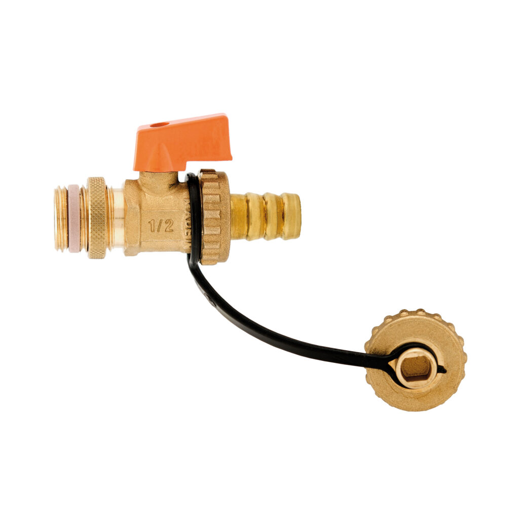 Drain ball valve with brass hose connection for solar heating systems - 139S