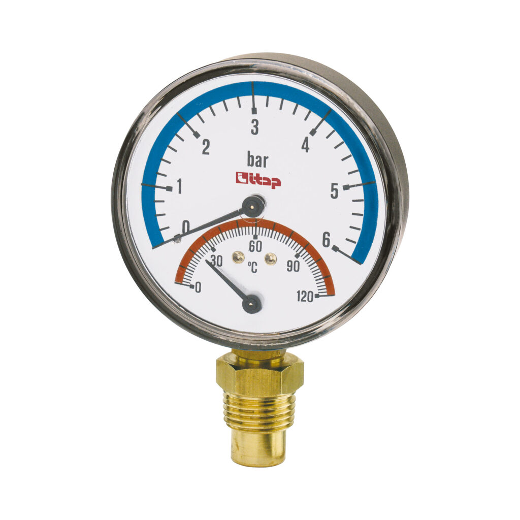 Thermometer and pressure gauge, bottom connection - 484